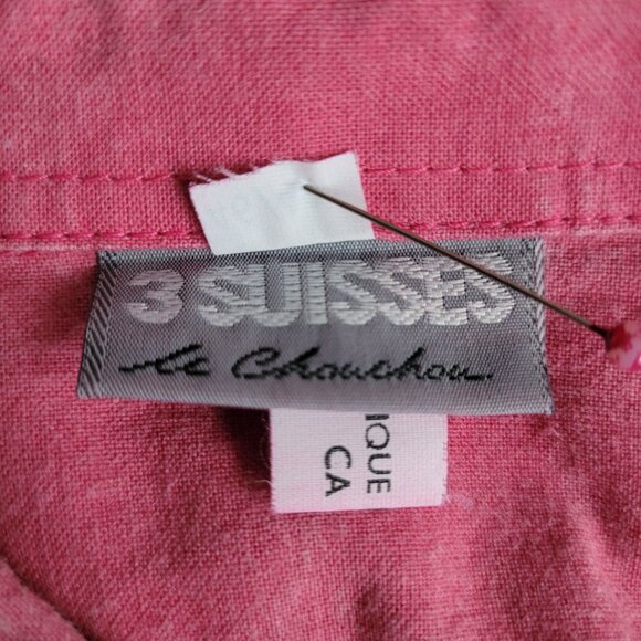 3 Suisses Women's Asymmetrical Pink Button-Up Size L/XL - Picture 7 of 8